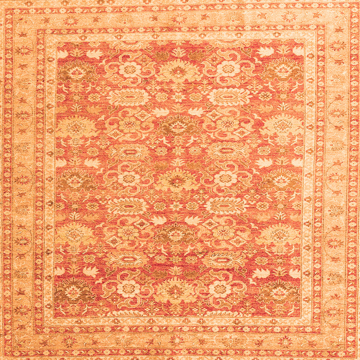 Square Machine Washable Oriental Orange Traditional Area Rugs, wshabs3342org