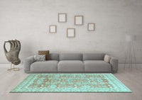 Machine Washable Oriental Light Blue Traditional Rug, wshabs3342lblu