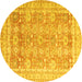 Round Oriental Yellow Traditional Rug, abs3342yw