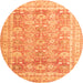 Round Oriental Orange Traditional Rug, abs3342org