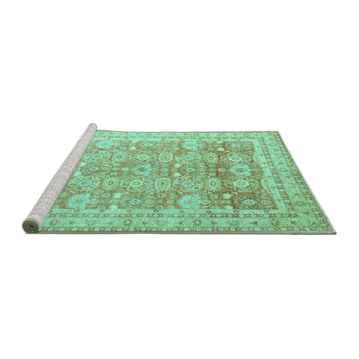 Sideview of Machine Washable Oriental Turquoise Traditional Area Rugs, wshabs3342turq