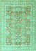 Machine Washable Oriental Turquoise Traditional Area Rugs, wshabs3342turq