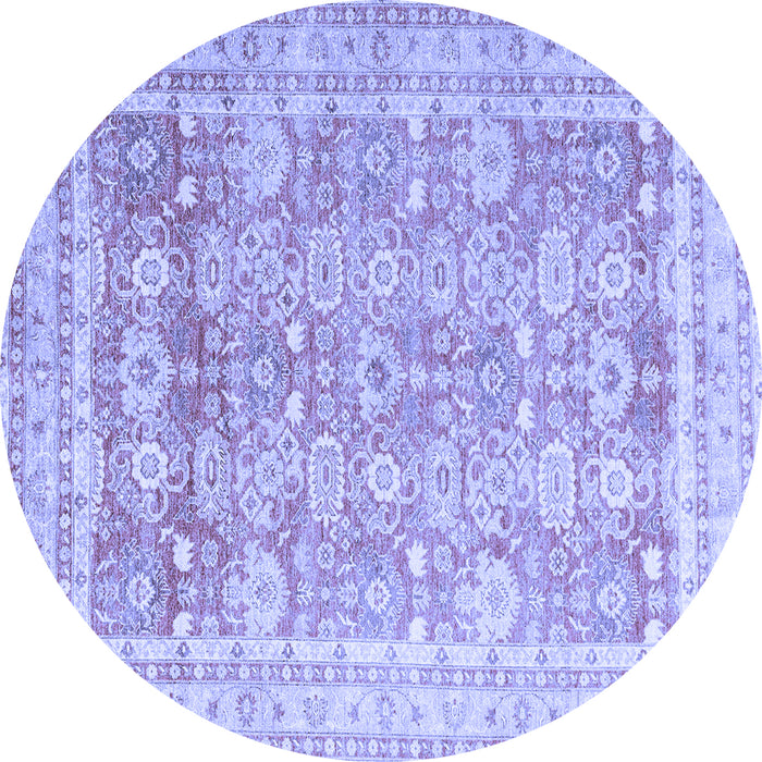 Round Machine Washable Oriental Blue Traditional Rug, wshabs3342blu