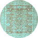 Round Oriental Light Blue Traditional Rug, abs3342lblu