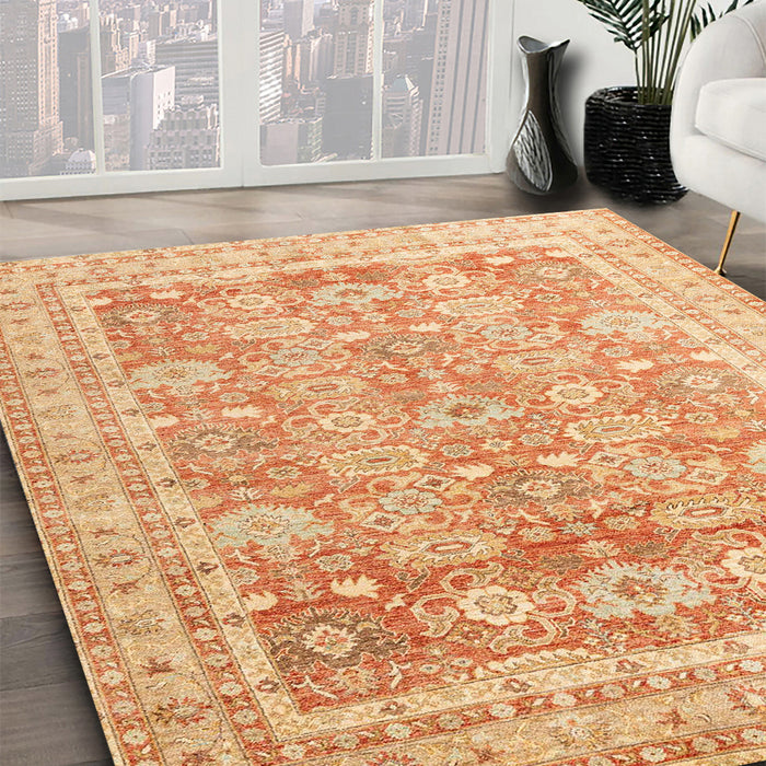 Machine Washable Abstract Orange Rug in a Family Room, wshabs3342