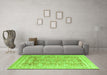 Machine Washable Oriental Green Traditional Area Rugs in a Living Room,, wshabs3342grn