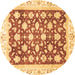 Round Machine Washable Oriental Brown Traditional Rug, wshabs3343brn