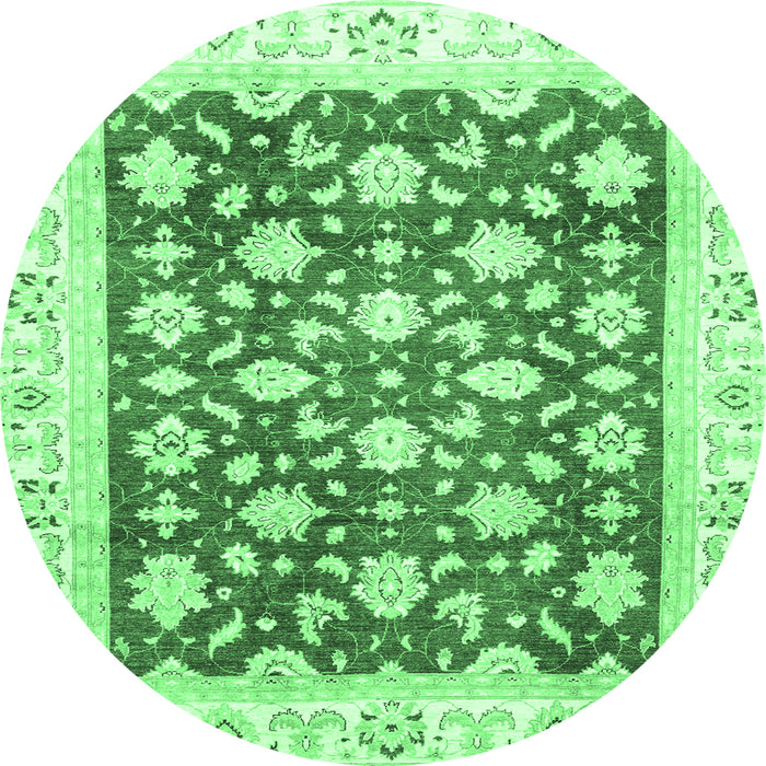 Round Oriental Emerald Green Traditional Rug, abs3343emgrn
