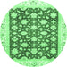 Round Oriental Emerald Green Traditional Rug, abs3343emgrn