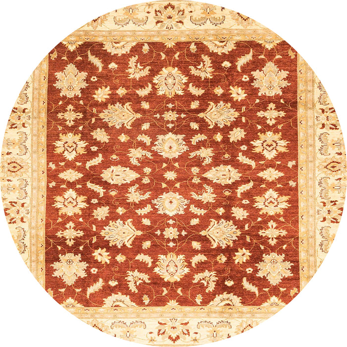 Round Machine Washable Abstract Orange Red Rug, wshabs3343