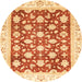 Round Machine Washable Abstract Orange Red Rug, wshabs3343