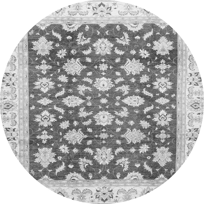 Round Machine Washable Oriental Gray Traditional Rug, wshabs3343gry