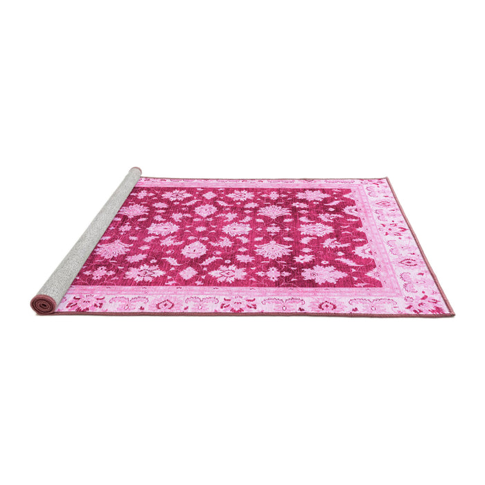 Sideview of Machine Washable Oriental Pink Traditional Rug, wshabs3343pnk