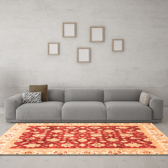 Machine Washable Oriental Orange Traditional Area Rugs in a Living Room, wshabs3343org
