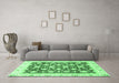 Machine Washable Oriental Emerald Green Traditional Area Rugs in a Living Room,, wshabs3343emgrn