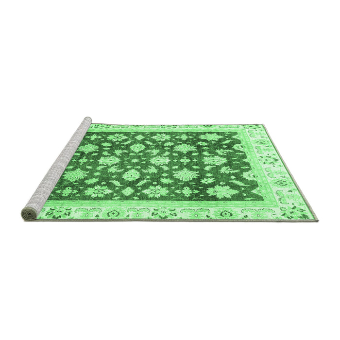 Sideview of Machine Washable Oriental Emerald Green Traditional Area Rugs, wshabs3343emgrn
