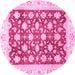 Round Oriental Pink Traditional Rug, abs3343pnk