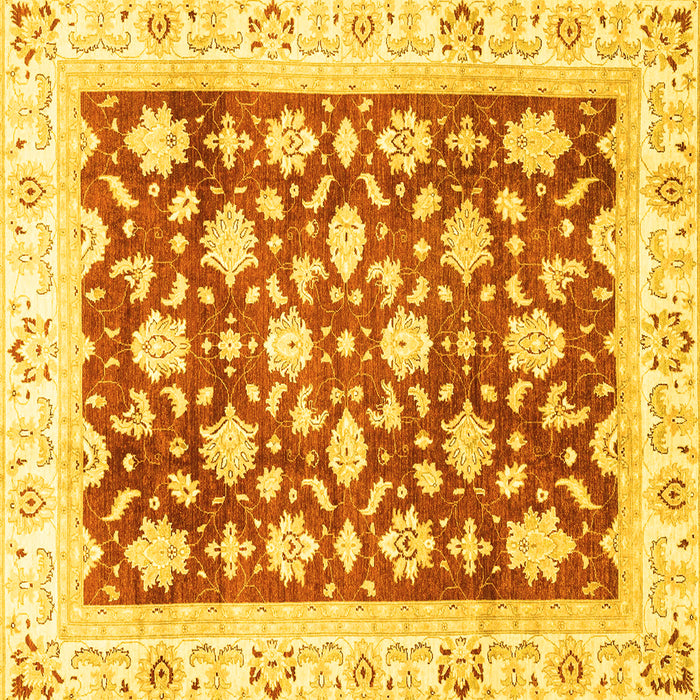 Square Machine Washable Oriental Yellow Traditional Rug, wshabs3343yw