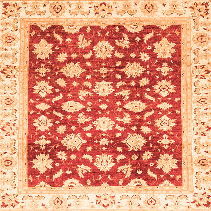Square Machine Washable Oriental Orange Traditional Area Rugs, wshabs3343org