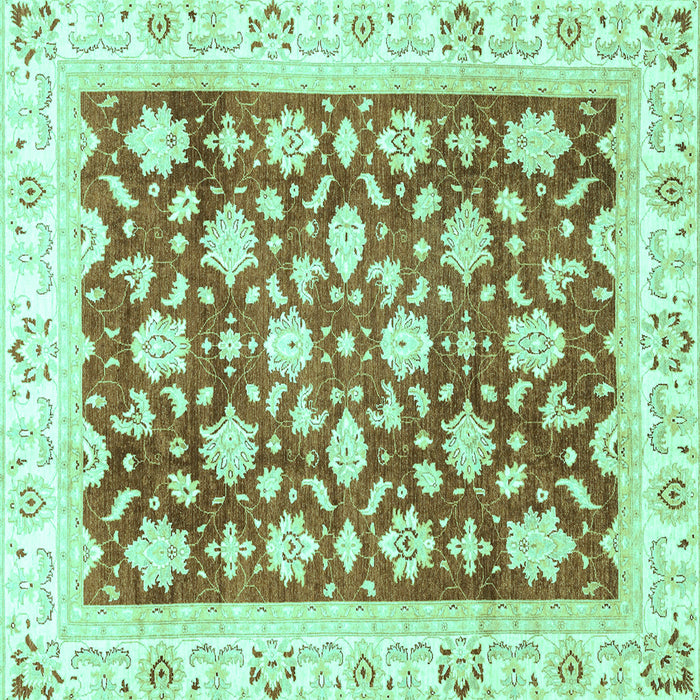 Square Machine Washable Oriental Turquoise Traditional Area Rugs, wshabs3343turq