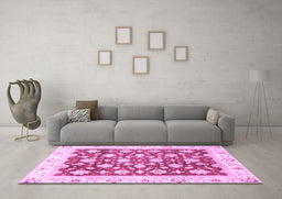 Machine Washable Oriental Purple Traditional Area Rugs in a Living Room, wshabs3343pur