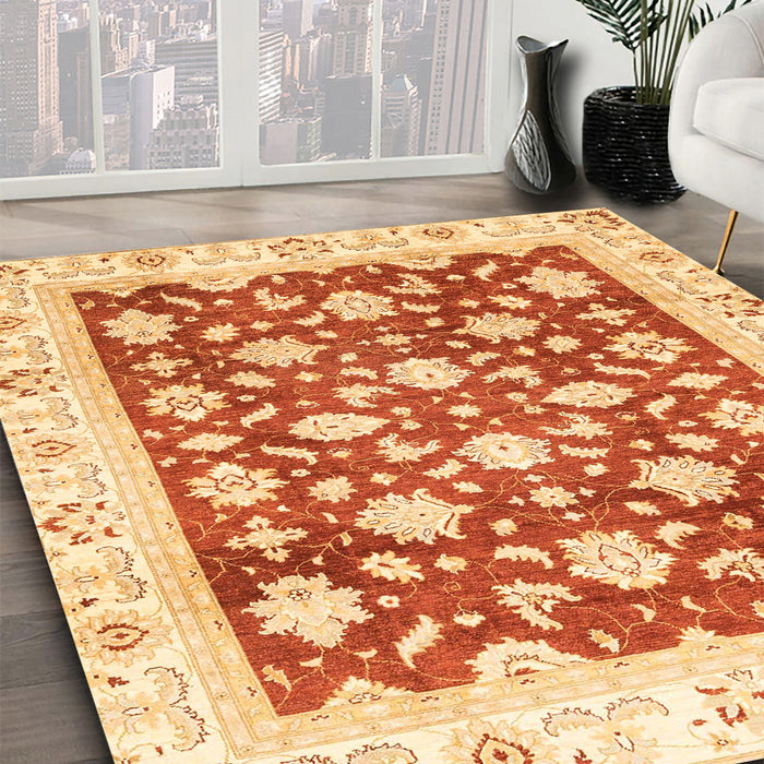 Machine Washable Abstract Orange Red Rug in a Family Room, wshabs3343