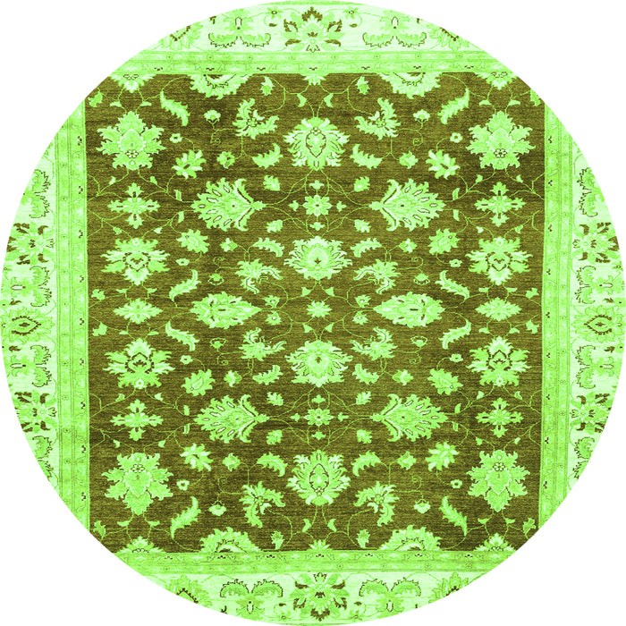 Round Oriental Green Traditional Rug, abs3343grn