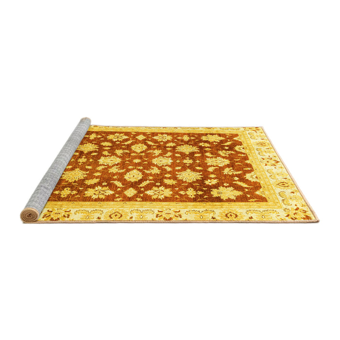Sideview of Machine Washable Oriental Yellow Traditional Rug, wshabs3343yw