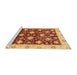 Sideview of Machine Washable Abstract Saffron Yellow Rug, wshabs3344