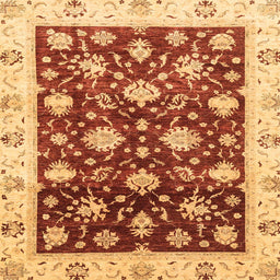 Square Abstract Saffron Yellow Oriental Rug, abs3344