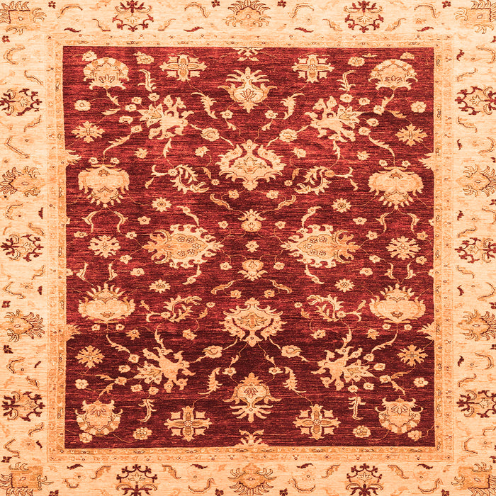 Square Oriental Orange Traditional Rug, abs3344org