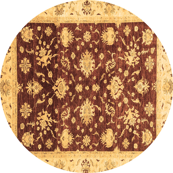 Round Oriental Brown Traditional Rug, abs3344brn