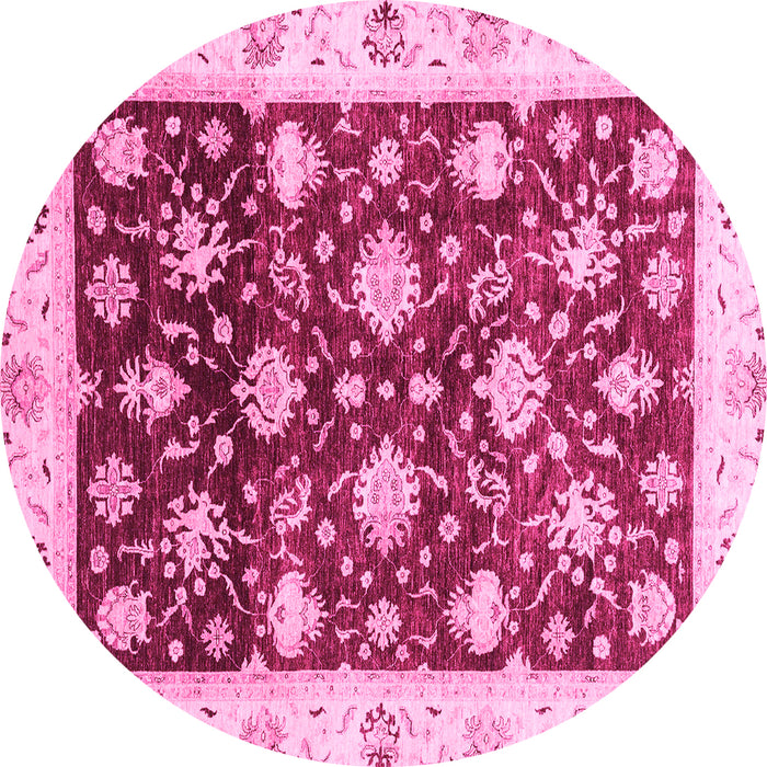 Round Oriental Pink Traditional Rug, abs3344pnk