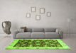 Machine Washable Oriental Green Traditional Area Rugs in a Living Room,, wshabs3344grn