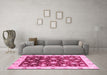 Machine Washable Oriental Pink Traditional Rug in a Living Room, wshabs3344pnk