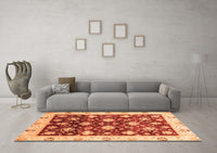 Machine Washable Oriental Orange Traditional Rug, wshabs3344org