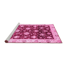 Sideview of Machine Washable Oriental Pink Traditional Rug, wshabs3344pnk
