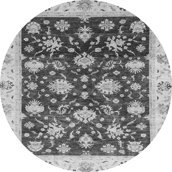 Round Oriental Gray Traditional Rug, abs3344gry