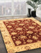 Abstract Saffron Yellow Oriental Rug in Family Room, abs3344