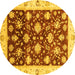 Round Machine Washable Oriental Yellow Traditional Rug, wshabs3344yw