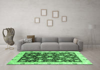 Machine Washable Oriental Emerald Green Traditional Rug, wshabs3344emgrn