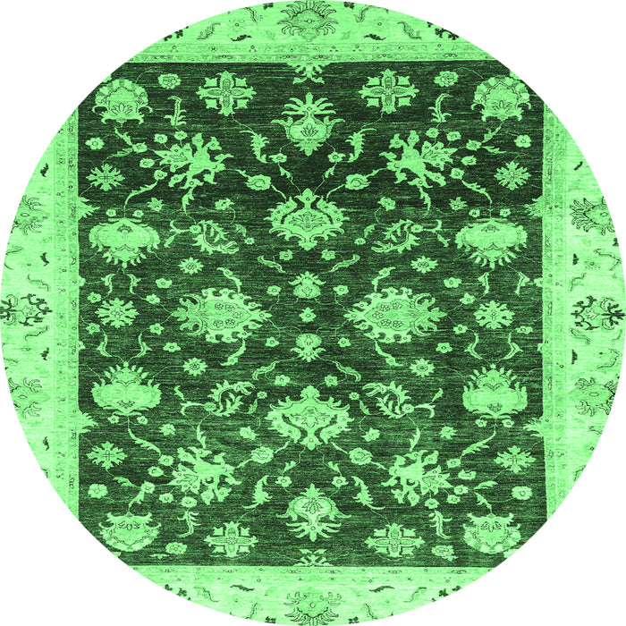 Round Oriental Emerald Green Traditional Rug, abs3344emgrn