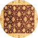 Round Machine Washable Oriental Brown Traditional Rug, wshabs3344brn