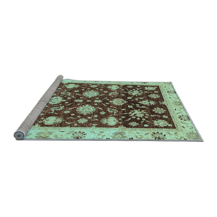 Sideview of Machine Washable Oriental Light Blue Traditional Rug, wshabs3344lblu