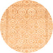 Round Oriental Orange Traditional Rug, abs3345org