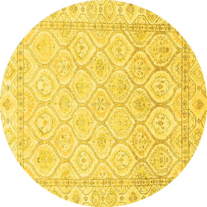 Round Oriental Yellow Traditional Rug, abs3345yw