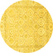 Round Oriental Yellow Traditional Rug, abs3345yw