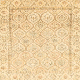 Square Abstract Sun Yellow Oriental Rug, abs3345