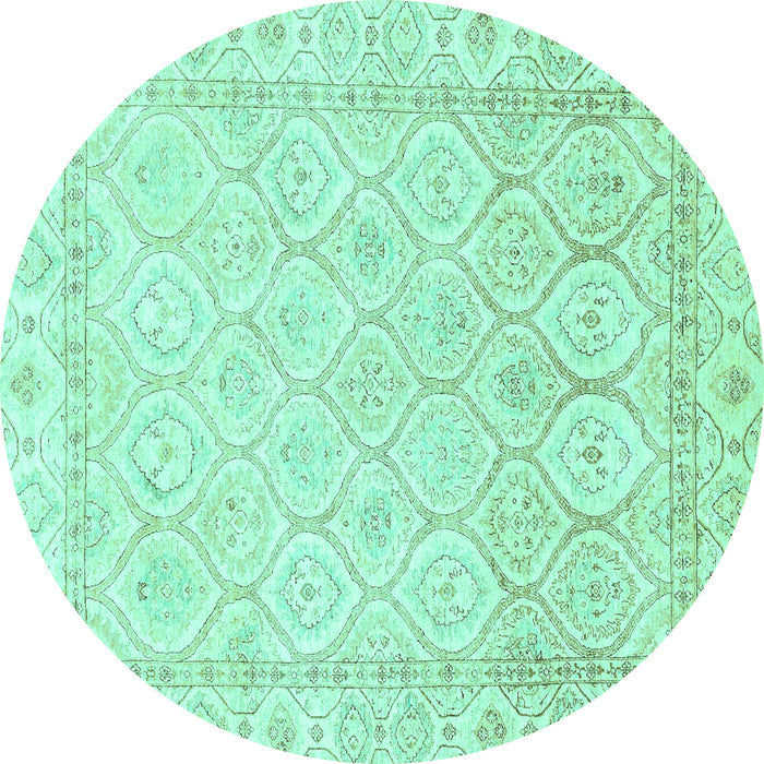 Round Oriental Turquoise Traditional Rug, abs3345turq