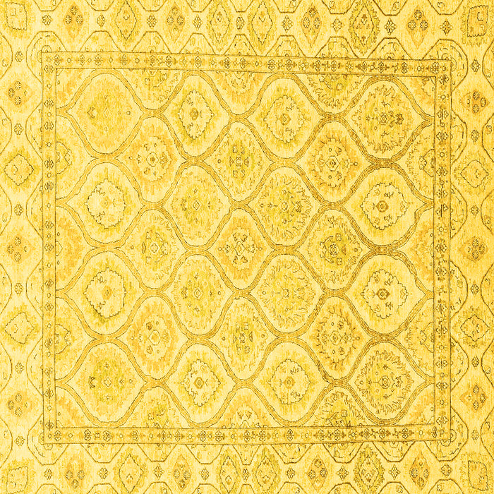 Square Machine Washable Oriental Yellow Traditional Rug, wshabs3345yw
